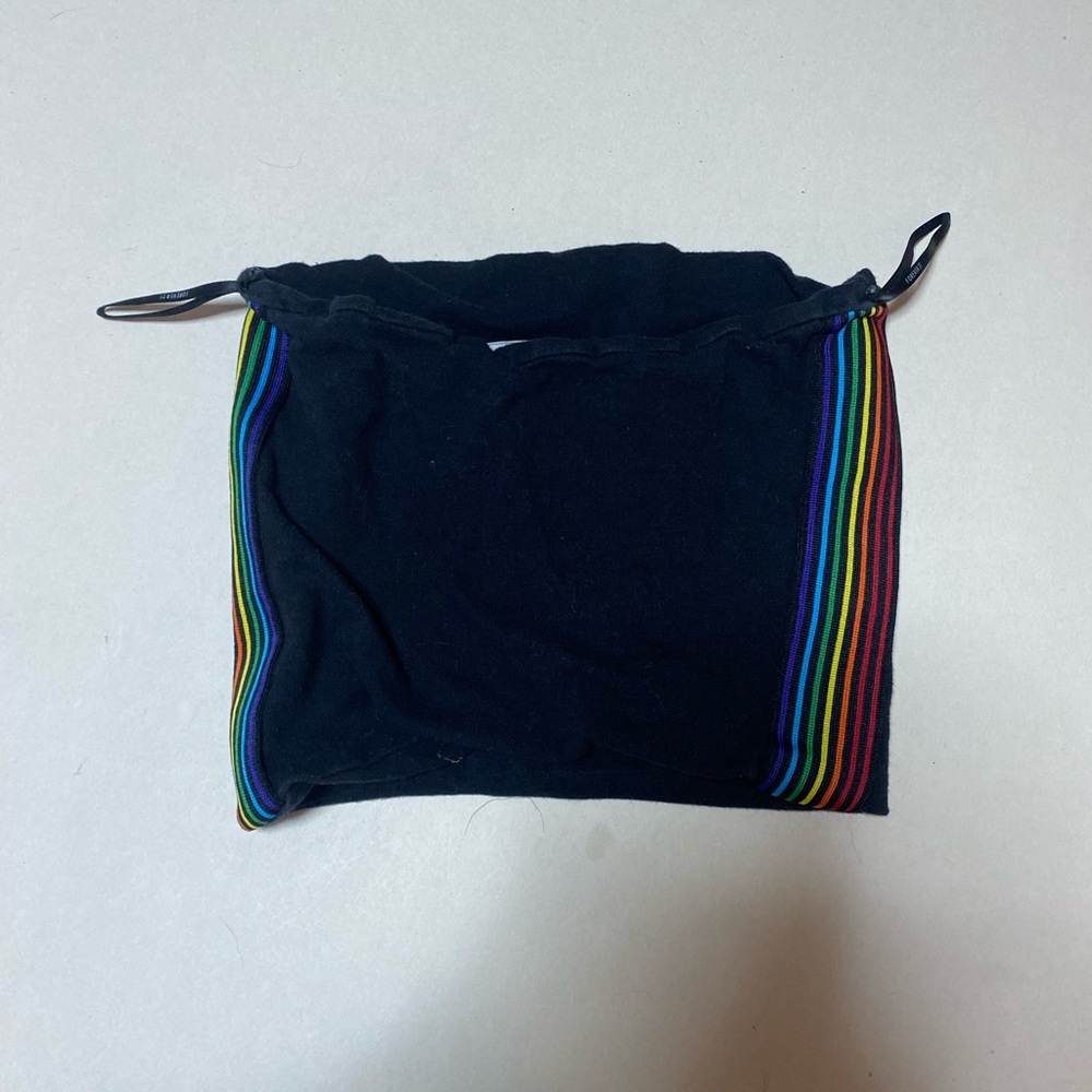 Forever 21 Black Crop Top with Rainbow Stripes